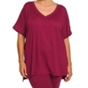 Zenana Outfitters Women's Short Sleeve Tee - Burgundy
